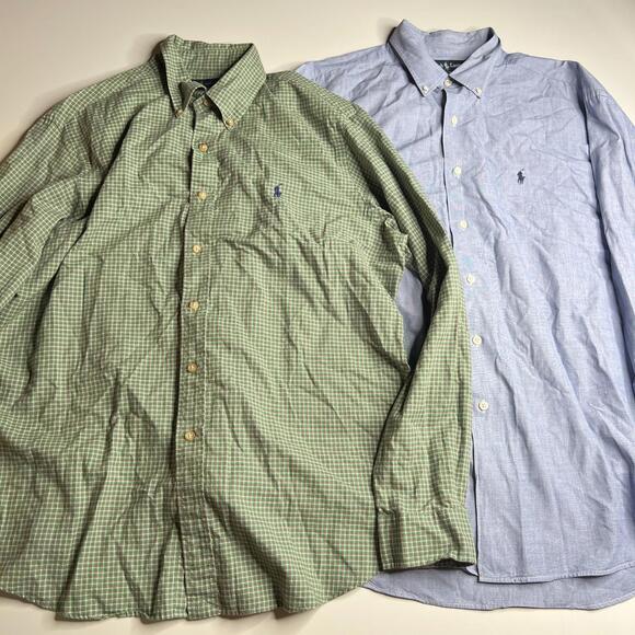 Lauren Ralph Lauren Other - Lot 2 Ralph Lauren Men’s XL Button Down Shirts Blue & Green Plaid 100% Cotton